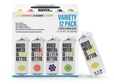 Variety pack of flavored Boxed Water Is Better