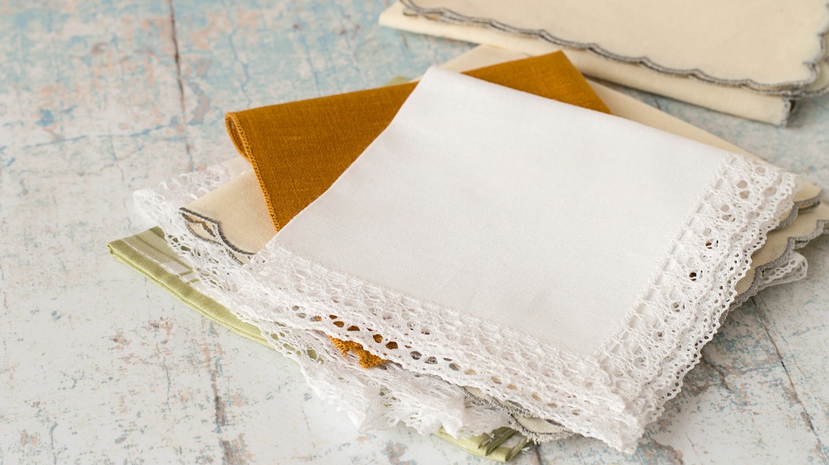 folded cloth handkerchiefs