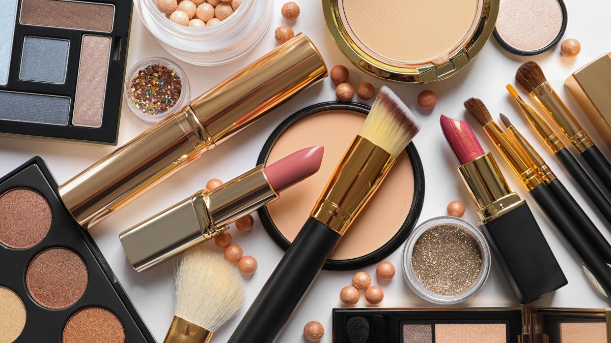 display of various makeup products