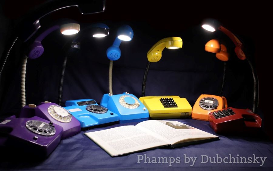 "Phamp" upcycled phone lamps
