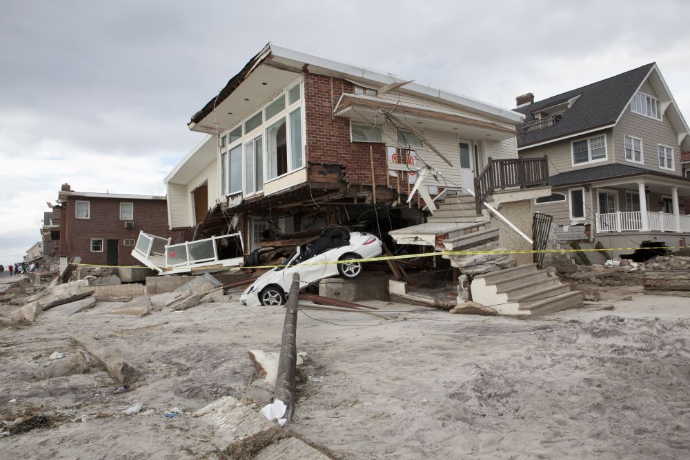 Maison endommagée après l'ouragan Sandy