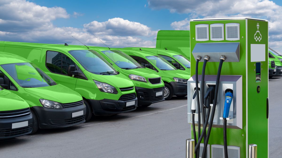 Electric fleet at charging station