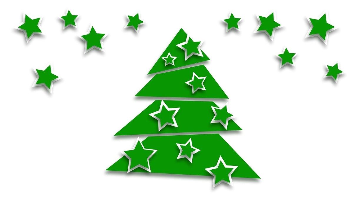 illustration of Christmas tree and stars
