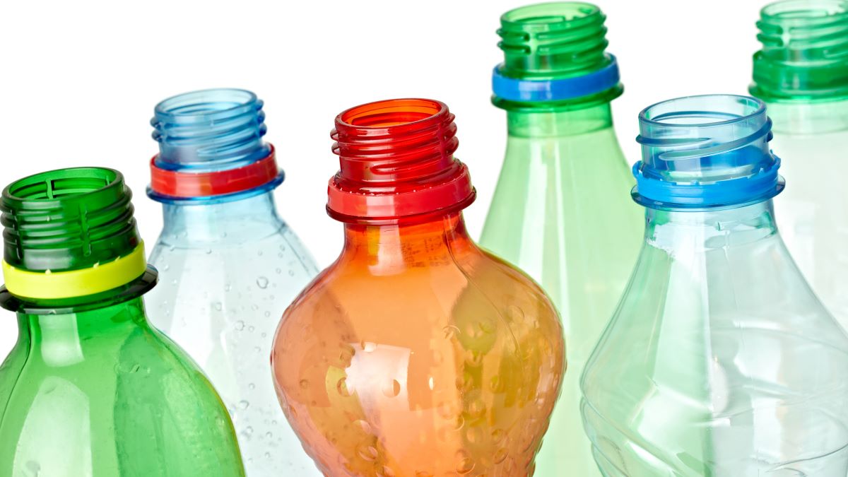 plastic beverage bottles of varied colors
