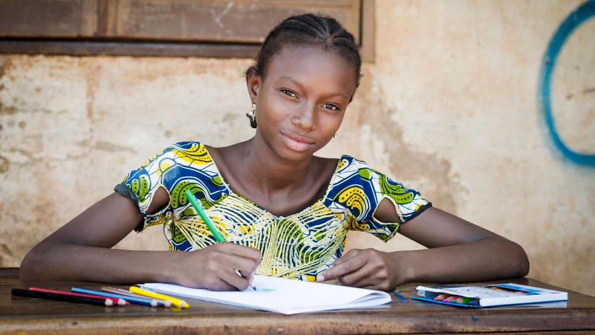 African student at desk