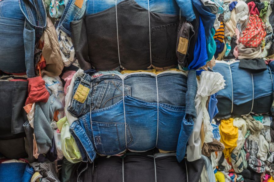 Baled clothing for resale and recycling