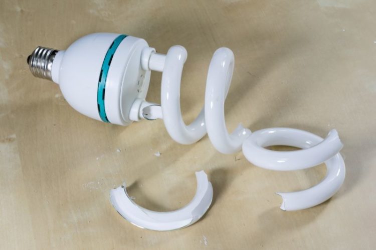 broken CFL light bulb