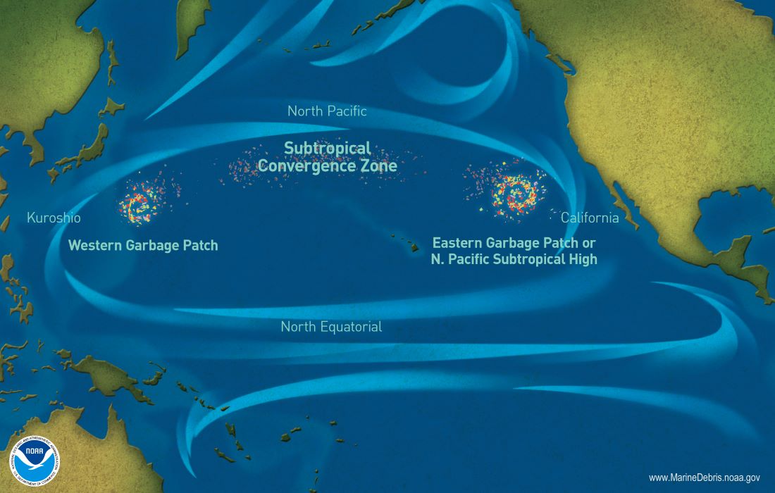 Map illustrating location of North Pacific ocean gyre